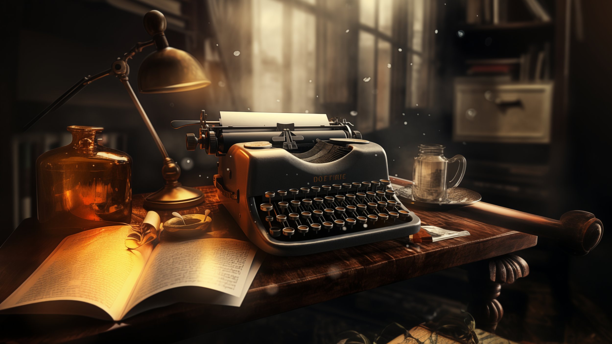 Typewriter with paper