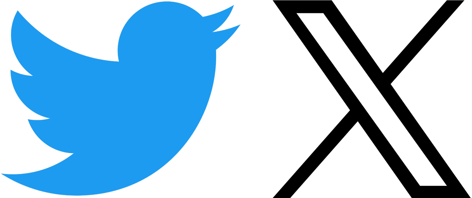 Twitter and X logos